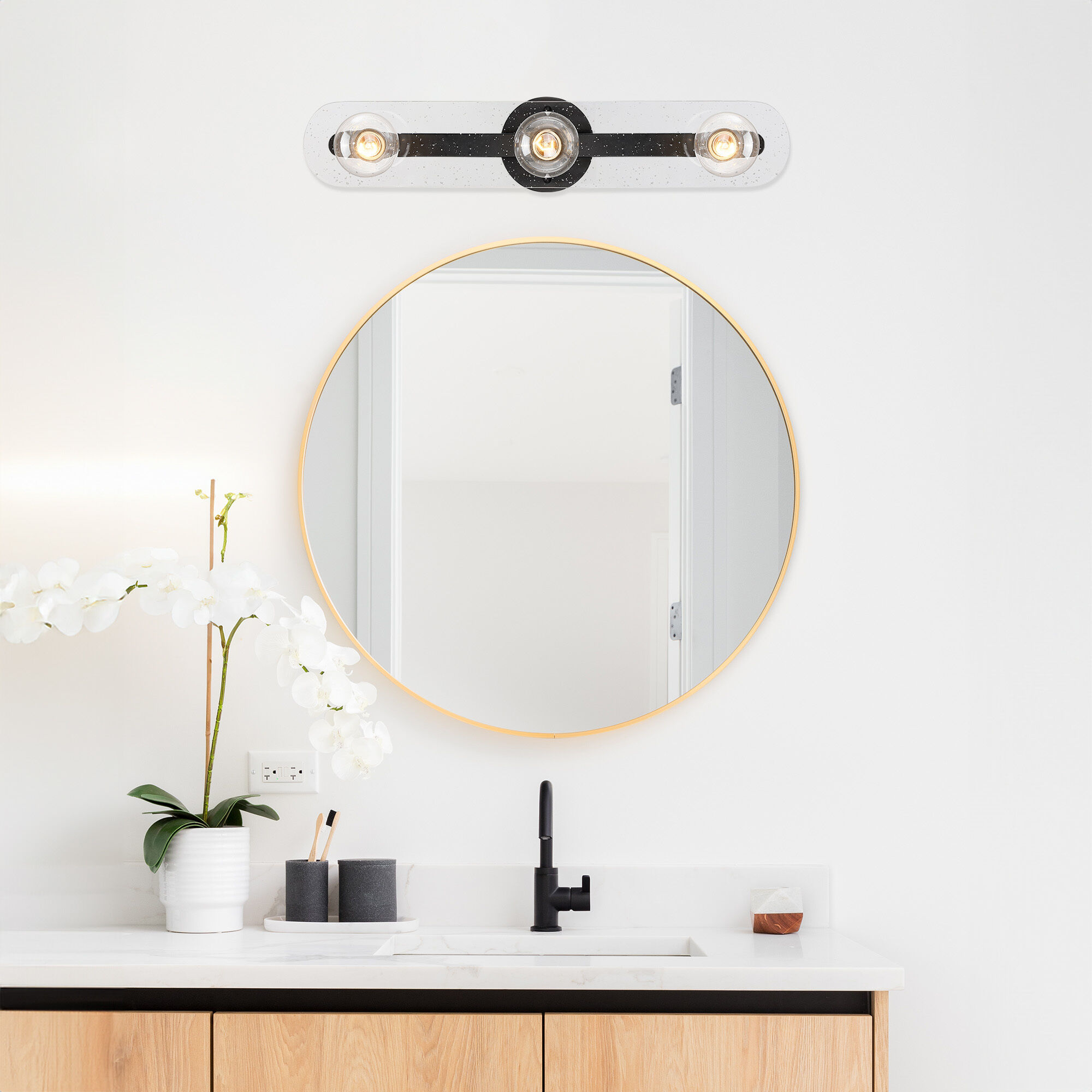 Demi 3 Light 24 inch Matte Black Vanity Light Wall Light